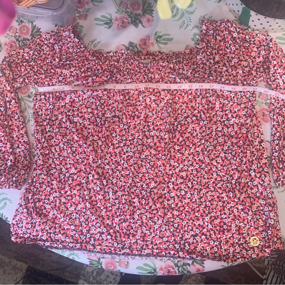 ❤️Price Drop❤️Michael Kors Relaxed Red 3/4 Sleeve Blouse - Picture 6 of 9